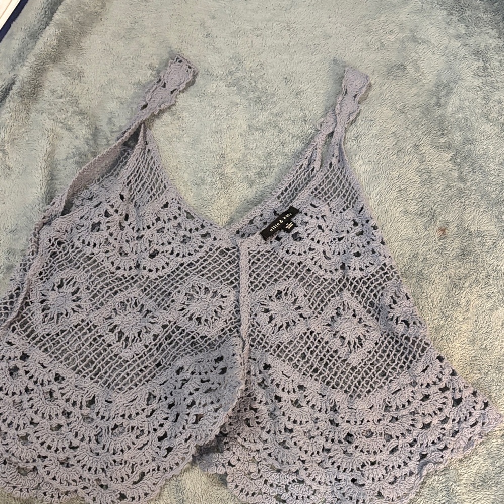 Gray Crochet Tank Top